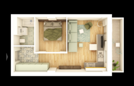 2 camere, 42,23 mp, etaj intermediar, semifinisat, zona strazii Bucuresti