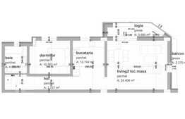 Apartament 2 camere, 60,47 mp, semifinisat, zona strazii Donath