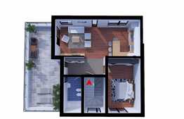 2 camere, 63 mp, terasa 30 mp, semifinisat, parcare, zona strazii Donath