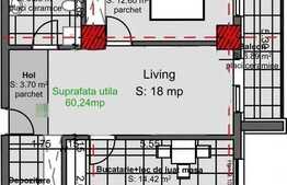 Apartament 2 camere, 60.2 mp, etaj intermediar, semifinisat, zona Kaufland!