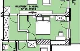 Apartament 3 camere, 66,40 mp, semifinisat, zona strazii Calea Turzii