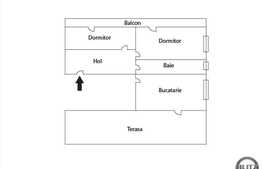 De vanzare apartament cu 2 camere decomandate, terasa de 77 mp utili!