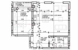2 camere, 50,97 mp, semifinisat, logie, zona strazii Calea Borhanci