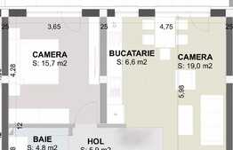 Apartament 2 camere, 52 mp, semifinisat, zona Aeroportului