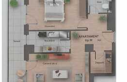 Apartament 2 camere, 54,8 mp, decomandat, terasa 11,6 mp, zona Bonjour Residence