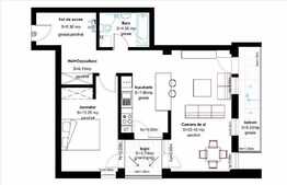 Apartament 2 camere, 61.50 mp, decomandat, logie, semifinisat, zona Oncos