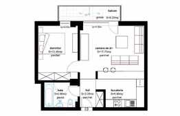 Apartament 2 camere, 46.85 mp, semifinisat, zona Oncos