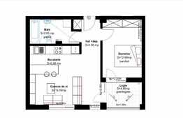 Apartament 2 camere, 44.30 mp, semifinisat, logie, zona Oncos