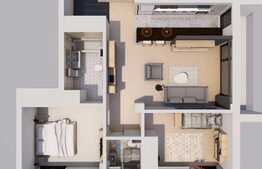 Apartament 2 camere, 44.30 mp, semifinisat, logie, zona Oncos