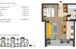 De vanzare garsoniera, 37 mp, etaj intermediar, zona Lidl