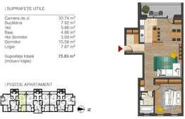 Apartament 2 camere, 68 mp, semifinisat, imobil nou, etaj intermediar, zona Lidl