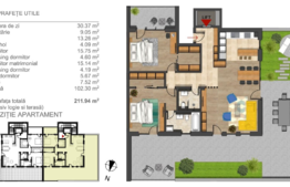 De vanzare 3 camere, 110 mp, semifinisat, terasa, zona Lidl