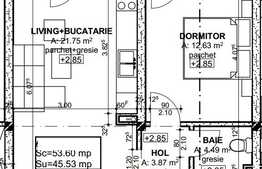Apartament 2 camere, 45.53 mp, semifinisat! Finalizare Februarie 2019! Zona Centrala!