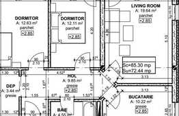 Apartament spatios, 3 camere, 72.44 mp! Zona nou dezvoltata! 
