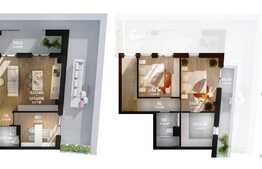 Apartament 4 camere, 83 mp, terasa 44mp,garaj, boxa,  semifinisat, zona Piata Mihai Viteazu