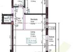 Apartament 2 camere, CF, 57 mp, semifinisat, zona strazii Romul Ladea
