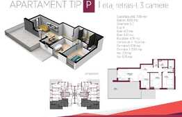 3 camere, 72 mp, decomandat, terasa 44 mp, garaj, zona Grand Hotel Italia