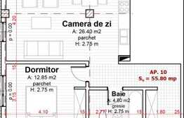 2 camere, semidecomandat, 55.80 mp, parter, semifinisat, zona Zorilor Sud