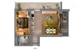 Apartament cu 2 camere cu suprafata de 49.28 mp+terasa de 19.26 mp, situat in bloc unic, 21 etaje. 