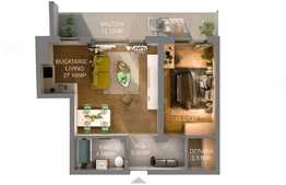 De vanzare apartament cu 2 camere cu suprafata de 53.47 mp+terasa de 13,72 mp, situat in bloc unic, 21 etaje.