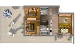 De vanzare apartament cu 3 camere cu suprafata de 73,02 mp+terasa de 17,95 mp, situat in bloc unic, 21 etaje. COMISION 0 %!