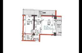 De vanzare apartament cu 2 camere cu suprafata de 49.24 mp+terasa de 19,42 mp, situat in bloc unic, 21 etaje.