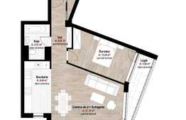 Apartament 2 camere 61,30 mp, etaj intermediar, semifinisat, zona Piata Hermes