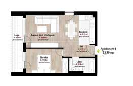 Apartament 2 camere 46,67 mp, etaj intermediar, semifinisat, zona Piata Hermes