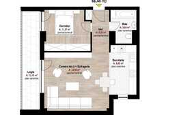 Apartament 2 camere 54.30 mp, etaj intermediar, semifinisat, zona Piata Hermes