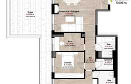 Penthouse, 4 camere, 90.18 mp, panorama spre oras, semifinisat, zona Piata Hermes