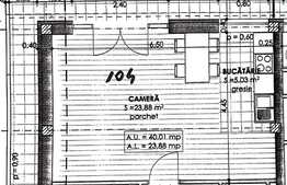 Apartament 1 camera, 40 mp, finisat, zona VIVO