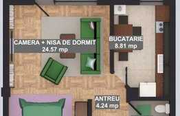 Vanzare apartament cu 1 camera, 50.69 mp, terasa de 10 mp! Zona Subcetate!