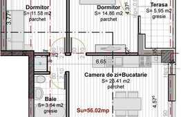Apartament cu 3 camere, 56 mp, posibilitate RATE LA CONSTRUCTOR