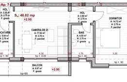 Apartament 2 camere, semifinisat, 46 mp, zona Teilor