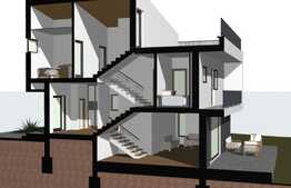 De vanzare casa cuplata 120 mp utili, semifinisata, terasa 40 mp, teren 250 mp, Borhanci!