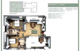 Apartament 3 camere, 61 mp, terasa 46 mp, semifinisat, zona Eroilor! 