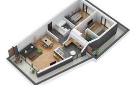 Apartament decomandat de 87.86 mp plus terasa de 40 mp, zona Vivo 