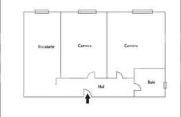 Vanzare apartament decomandat, 2 camere, 54 mp utili