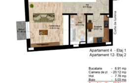 Apartament 1 camera, 39.84 mp, zona centrala a orasului