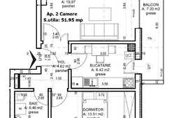 Apartament 2 camere, semifinisat, 51.95 mp, zona strazii Buna Ziua