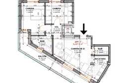 Apartament 3 camere, 67.80 mp, terasa 25.50 mp, semifinisat, zona Platinia