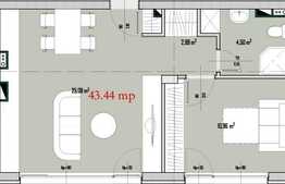 De vanzare apartament 2 camere, 44.34 mp, semifinisat, zona Petrom
