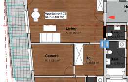 Apartament 3 camere, 93.60 mp, semifinisat, terasa 25.39 mp, zona Piata Mihai Viteazu