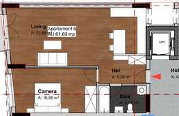 Apartament 2 camere, 61.60 mp, semifinisat, zona Piata Mihai Viteazu