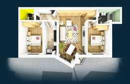 Apartament 3 camere, 70,54 mp, semifinisat, zona Centrala