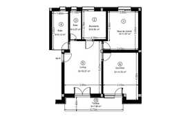 Apartament cu CF, 3 camere, 63.24 MP, semifinisat, zona Exterior Est!