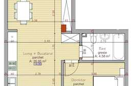 Apartament 2 camere, 50.85 mp, semifinisat, zona strazii Traian Vuia