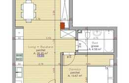 De vanzare apartament 2 camere, 50.85 mp, semifinisat, zona strazii Traian Vuia