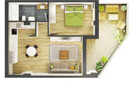 Apartament 2 camere, 53.19 mp, semifinisat, terasa, zona Semicentrala