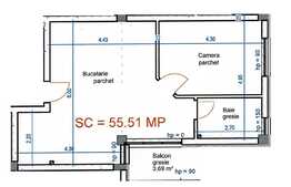 De vanzare apartament cu 1 camera, 55.51 mp, semifinisat, zona Vivo